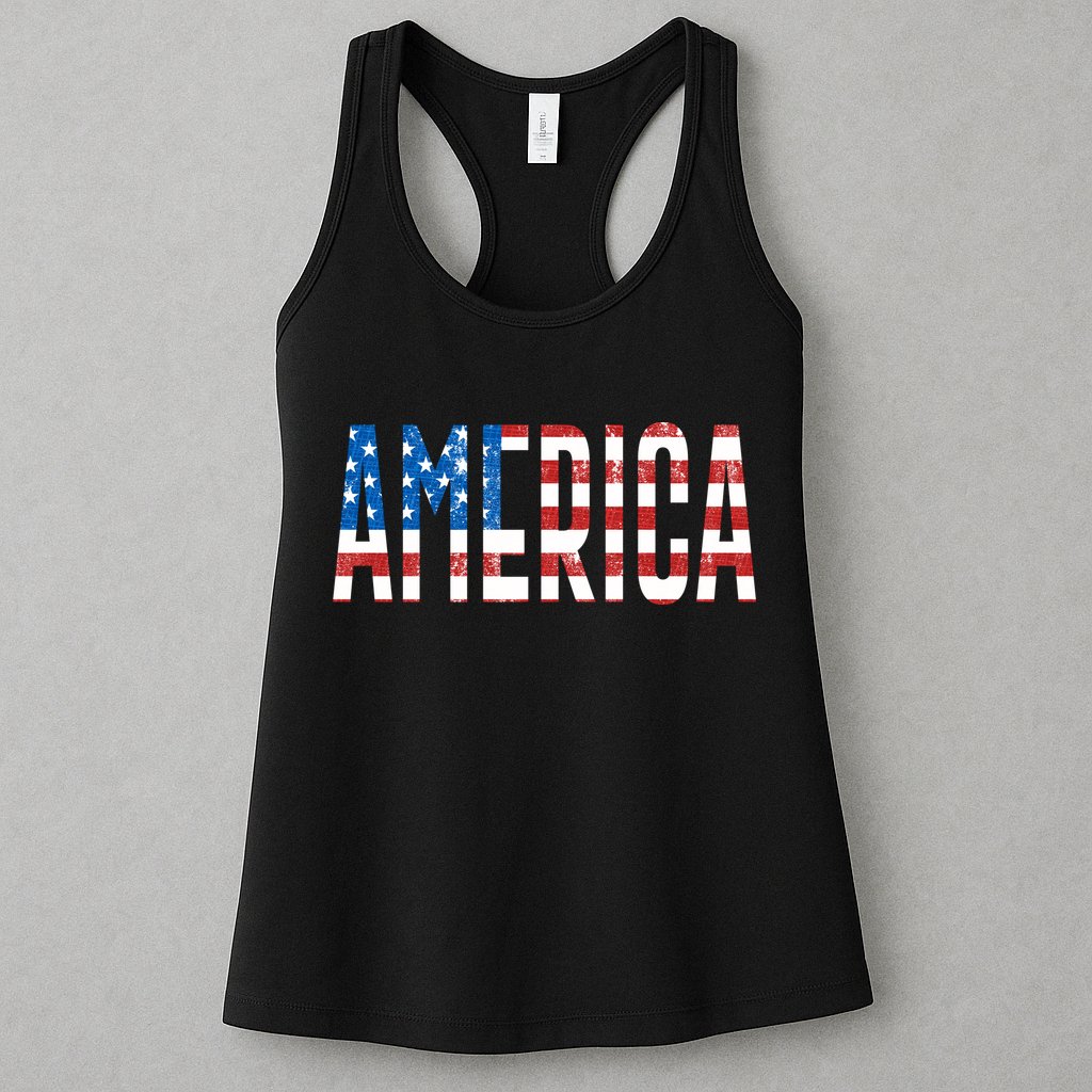 America Red White Blue Stars And Stripes Womens Tank Top