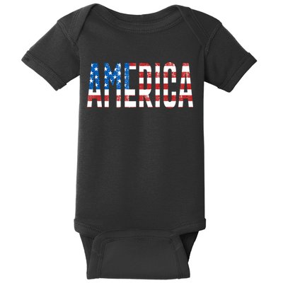 America Red White Blue Stars And Stripes Baby Bodysuit