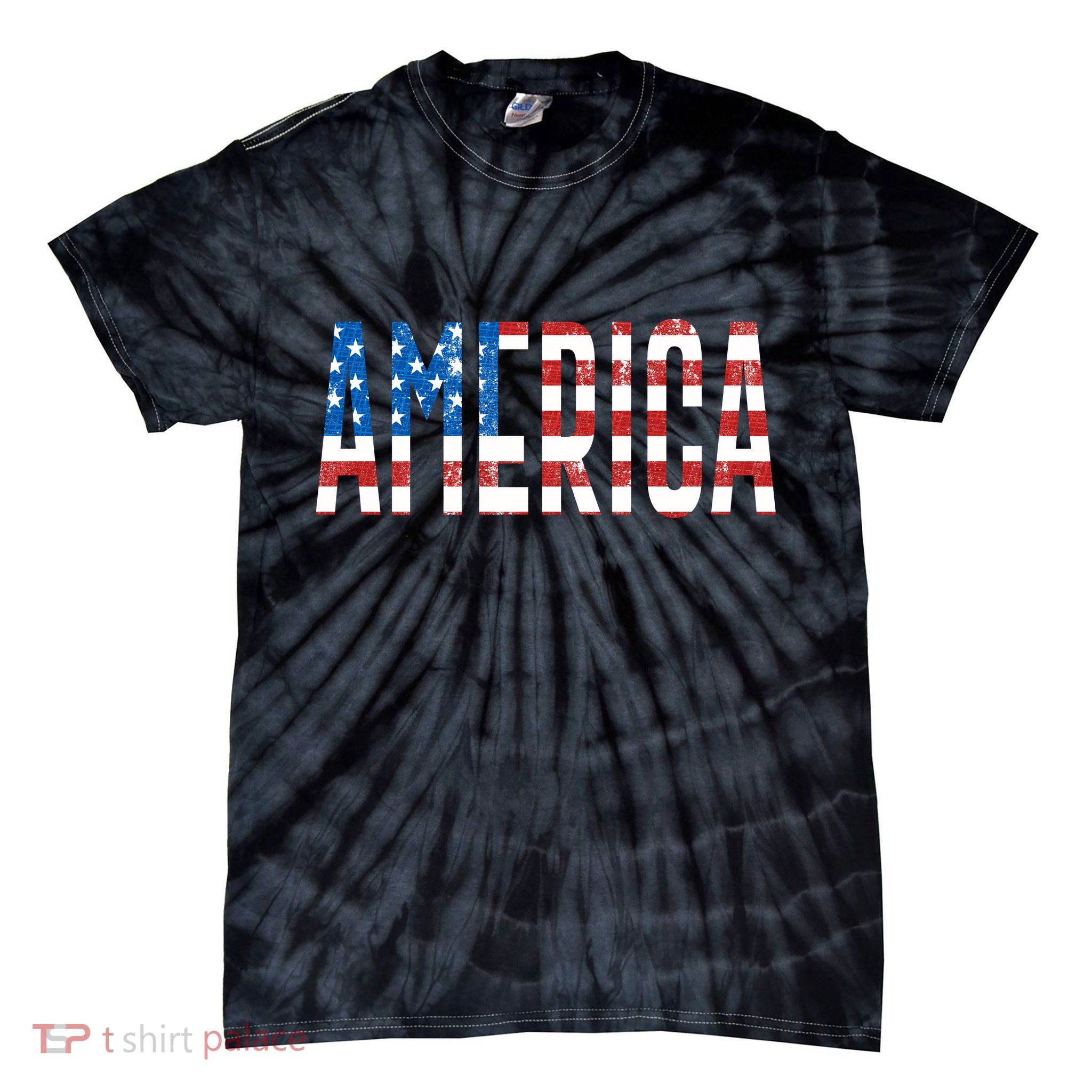 America Red White Blue Stars And Stripes Tie-Dye T-Shirt