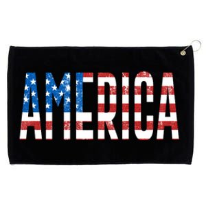 America Red White Blue Stars And Stripes Grommeted Golf Towel