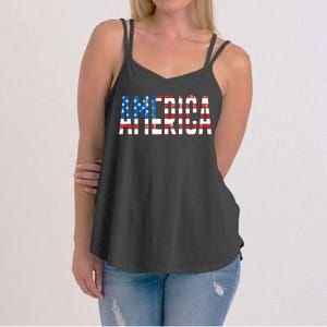 America Red White Blue Stars And Stripes Women's Strappy Tank