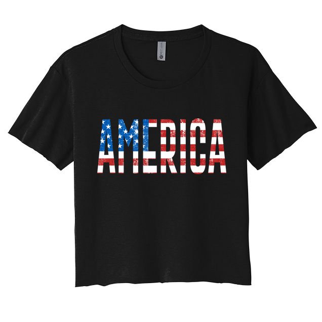 America Red White Blue Stars And Stripes Crop Top