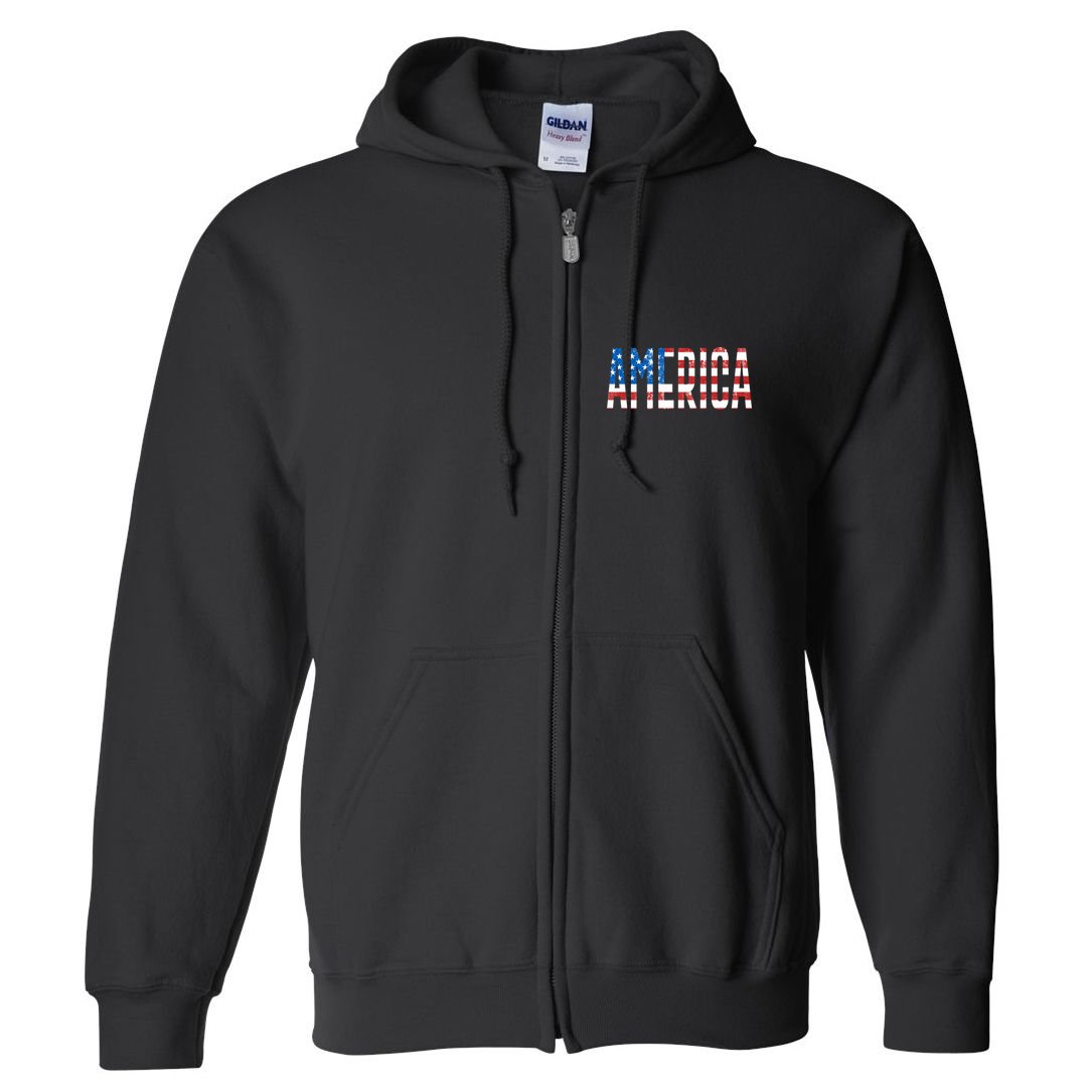 America Red White Blue Stars And Stripes Full Zip Hoodie
