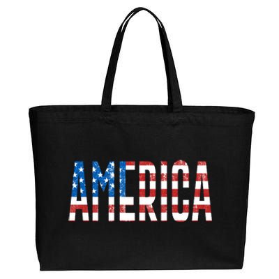 America Red White Blue Stars And Stripes Cotton Canvas Jumbo Tote