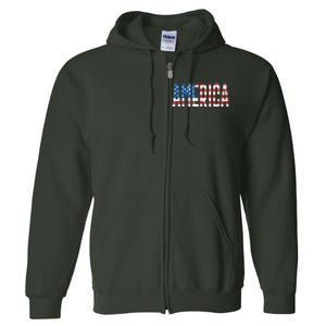 America Red White Blue Stars And Stripes Full Zip Hoodie