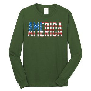 America Red White Blue Stars And Stripes Long Sleeve Shirt