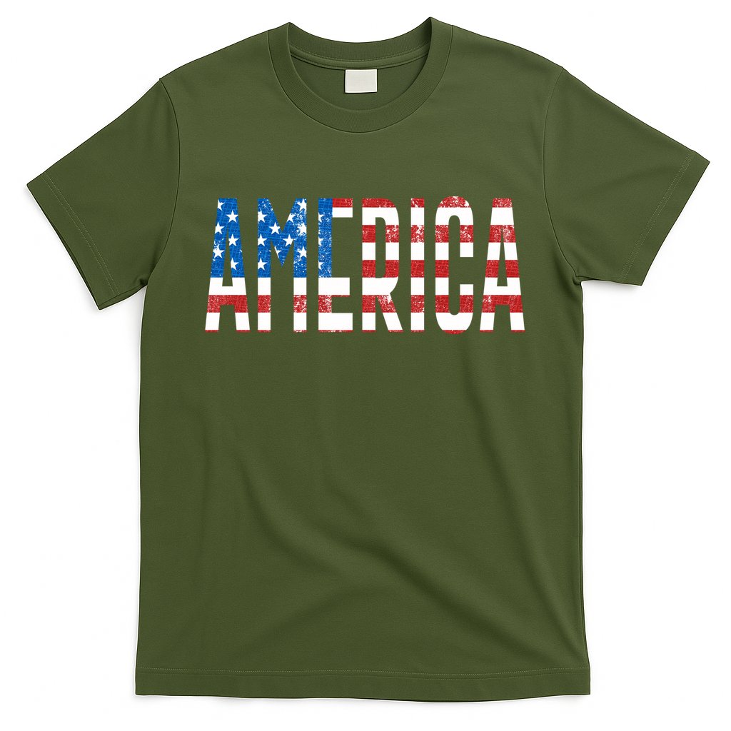 America Red White Blue Stars And Stripes T-Shirt