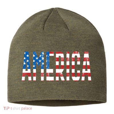 America Red White Blue Stars And Stripes Sustainable Beanie