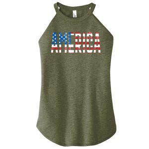 America Red White Blue Stars And Stripes Women's Perfect Tri Rocker Tank