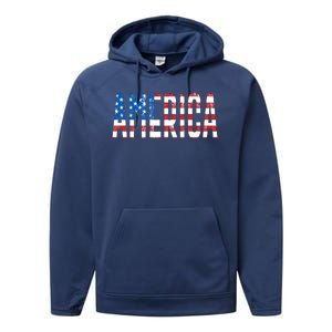 America Red White Blue Stars And Stripes Performance Fleece Hoodie