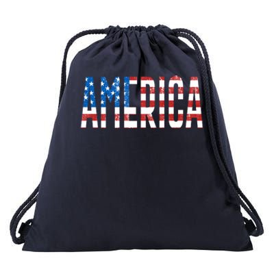 America Red White Blue Stars And Stripes Drawstring Bag