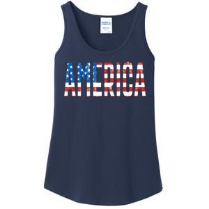 America Red White Blue Stars And Stripes Ladies Essential Tank