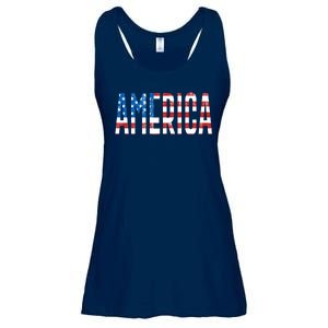 America Red White Blue Stars And Stripes Ladies Essential Flowy Tank