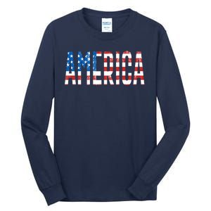 America Red White Blue Stars And Stripes Tall Long Sleeve T-Shirt