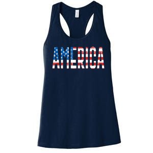 America Red White Blue Stars And Stripes Women's Racerback Tank