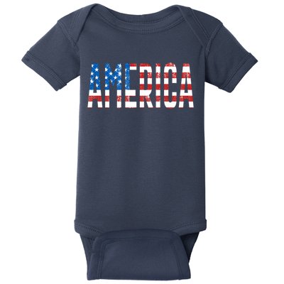 America Red White Blue Stars And Stripes Baby Bodysuit