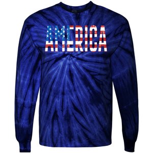 America Red White Blue Stars And Stripes Tie-Dye Long Sleeve Shirt