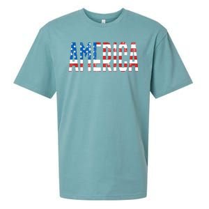 America Red White Blue Stars And Stripes Sueded Cloud Jersey T-Shirt