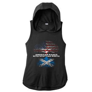 American Raised With Scottish Roots Scotland Meaningful Gift Ladies PosiCharge Tri-Blend Wicking Draft Hoodie Tank