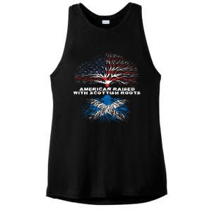 American Raised With Scottish Roots Scotland Meaningful Gift Ladies PosiCharge Tri-Blend Wicking Tank