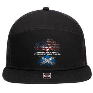 American Raised With Scottish Roots Scotland Meaningful Gift 7 Panel Mesh Trucker Snapback Hat