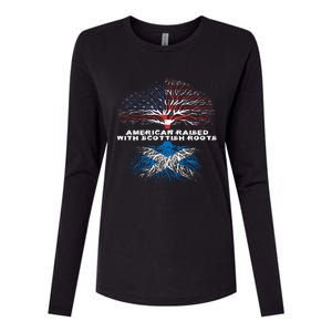 American Raised With Scottish Roots Scotland Meaningful Gift Womens Cotton Relaxed Long Sleeve T-Shirt