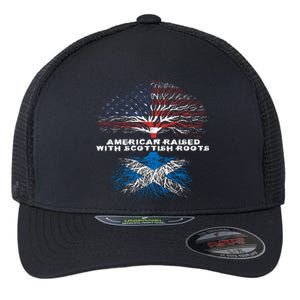 American Raised With Scottish Roots Scotland Meaningful Gift Flexfit Unipanel Trucker Cap