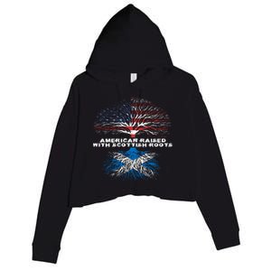 American Raised With Scottish Roots Scotland Meaningful Gift Crop Fleece Hoodie