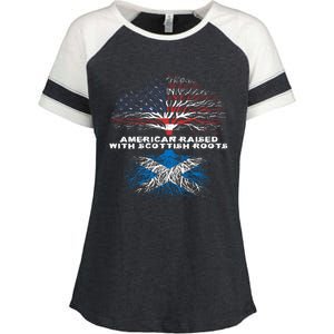 American Raised With Scottish Roots Scotland Meaningful Gift Enza Ladies Jersey Colorblock Tee