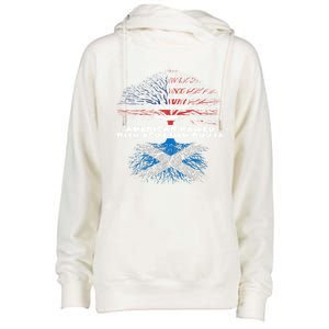 American Raised With Scottish Roots Scotland Meaningful Gift Womens Funnel Neck Pullover Hood