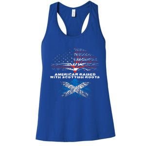 American Raised With Scottish Roots Scotland Meaningful Gift Women's Racerback Tank