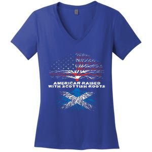 American Raised With Scottish Roots Scotland Meaningful Gift Women's V-Neck T-Shirt