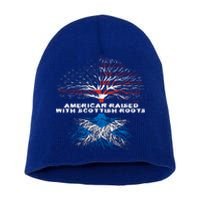 American Raised With Scottish Roots Scotland Meaningful Gift Short Acrylic Beanie