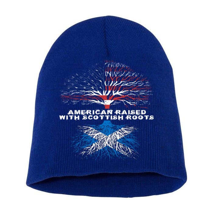 American Raised With Scottish Roots Scotland Meaningful Gift Short Acrylic Beanie