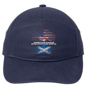 American Raised With Scottish Roots Scotland Meaningful Gift 7-Panel Snapback Hat