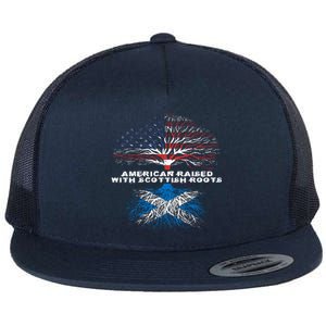 American Raised With Scottish Roots Scotland Meaningful Gift Flat Bill Trucker Hat