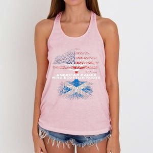 American Raised With Scottish Roots Scotland Meaningful Gift Women's Knotted Racerback Tank