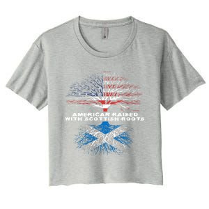 American Raised With Scottish Roots Scotland Meaningful Gift Women's Crop Top Tee