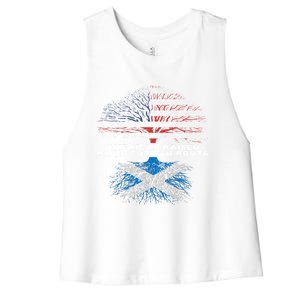 American Raised With Scottish Roots Scotland Meaningful Gift Women's Racerback Cropped Tank