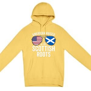 American Raised With Scottish Roots Usa Scotland Flag Meaningful Gift Premium Pullover Hoodie