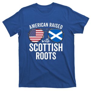 American Raised With Scottish Roots Usa Scotland Flag Meaningful Gift T-Shirt