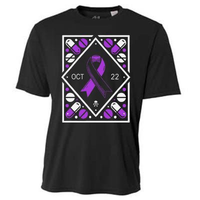 Awareness Ribbon With Oct 22 Date Fluoroquinolone Toxicity Cooling Performance Crew T-Shirt