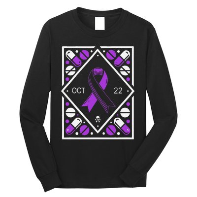 Awareness Ribbon With Oct 22 Date Fluoroquinolone Toxicity Long Sleeve Shirt