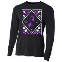 Awareness Ribbon With Oct 22 Date Fluoroquinolone Toxicity Cooling Performance Long Sleeve Crew