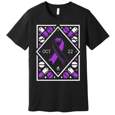 Awareness Ribbon With Oct 22 Date Fluoroquinolone Toxicity Premium T-Shirt