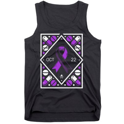 Awareness Ribbon With Oct 22 Date Fluoroquinolone Toxicity Tank Top