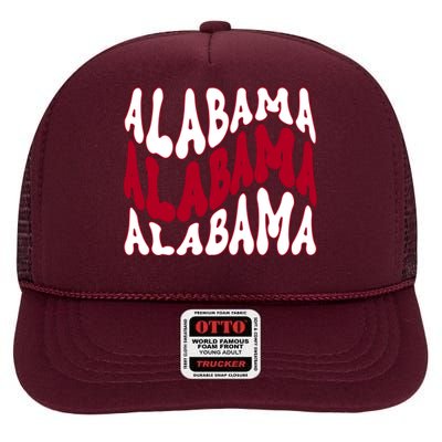 Alabama Retro Wave High Crown Mesh Back Trucker Hat