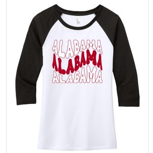 Alabama Retro Wave Women's Tri-Blend 3/4-Sleeve Raglan Shirt