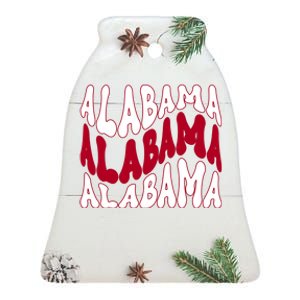 Alabama Retro Wave Ceramic Bell Ornament