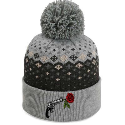 A Revolver With A Rose For Gun Lovers 2nd Adt 2a Gift The Baniff Cuffed Pom Beanie